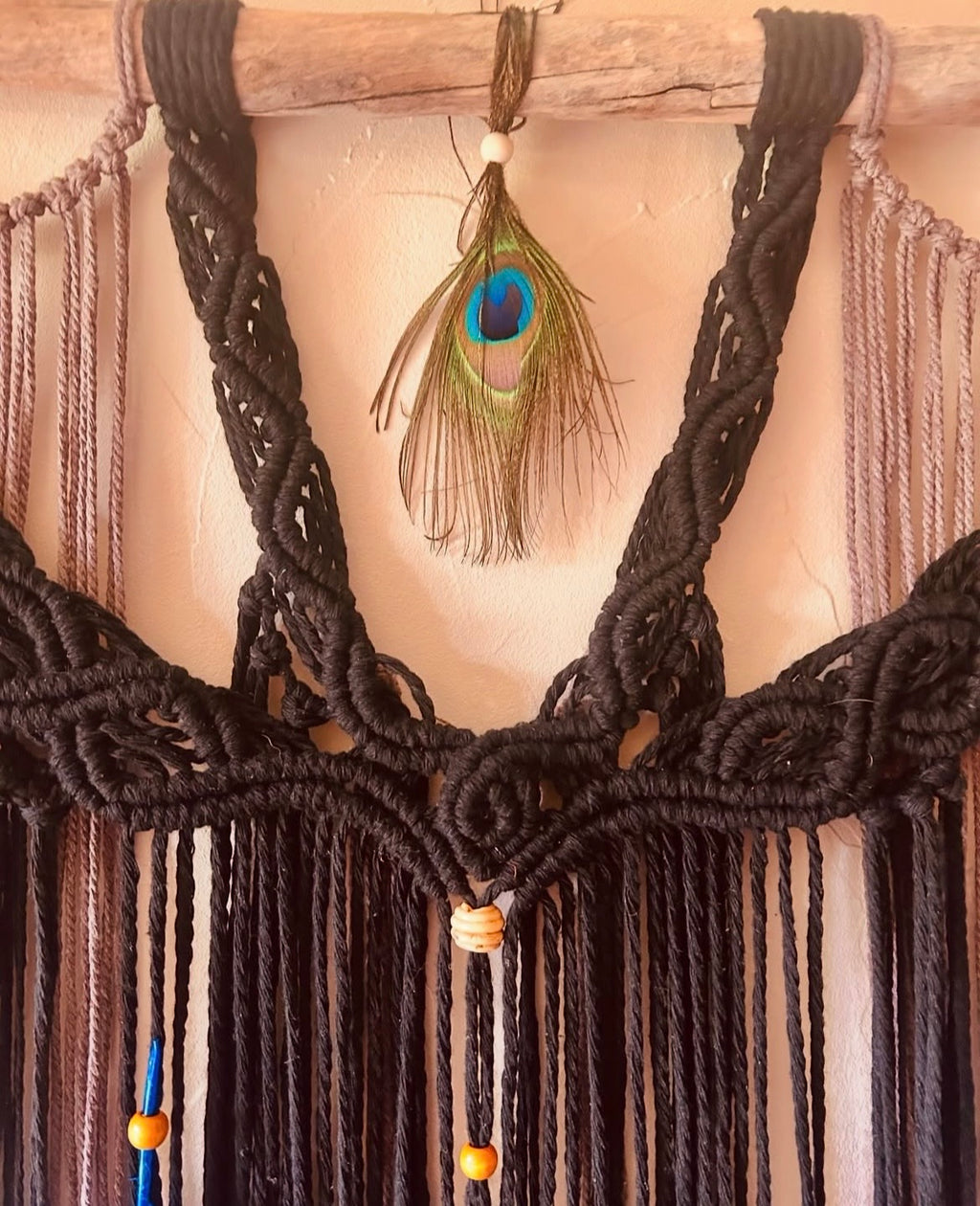 Macramé noir et bleu