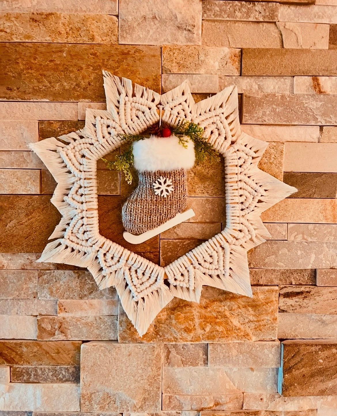 Couronne de Noël en macramé