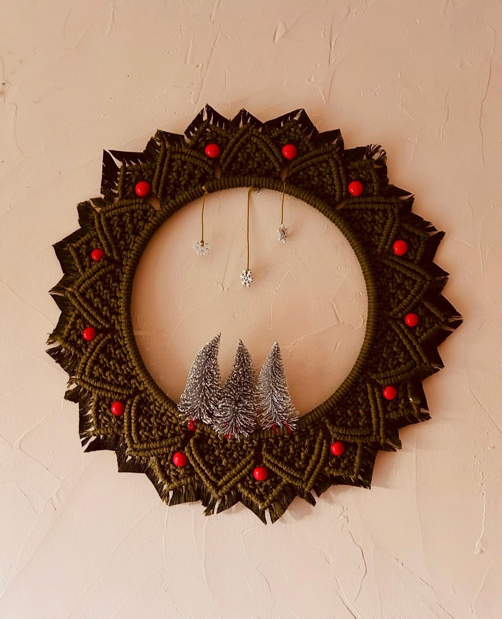 Couronne de Noël en macramé vert 🎄