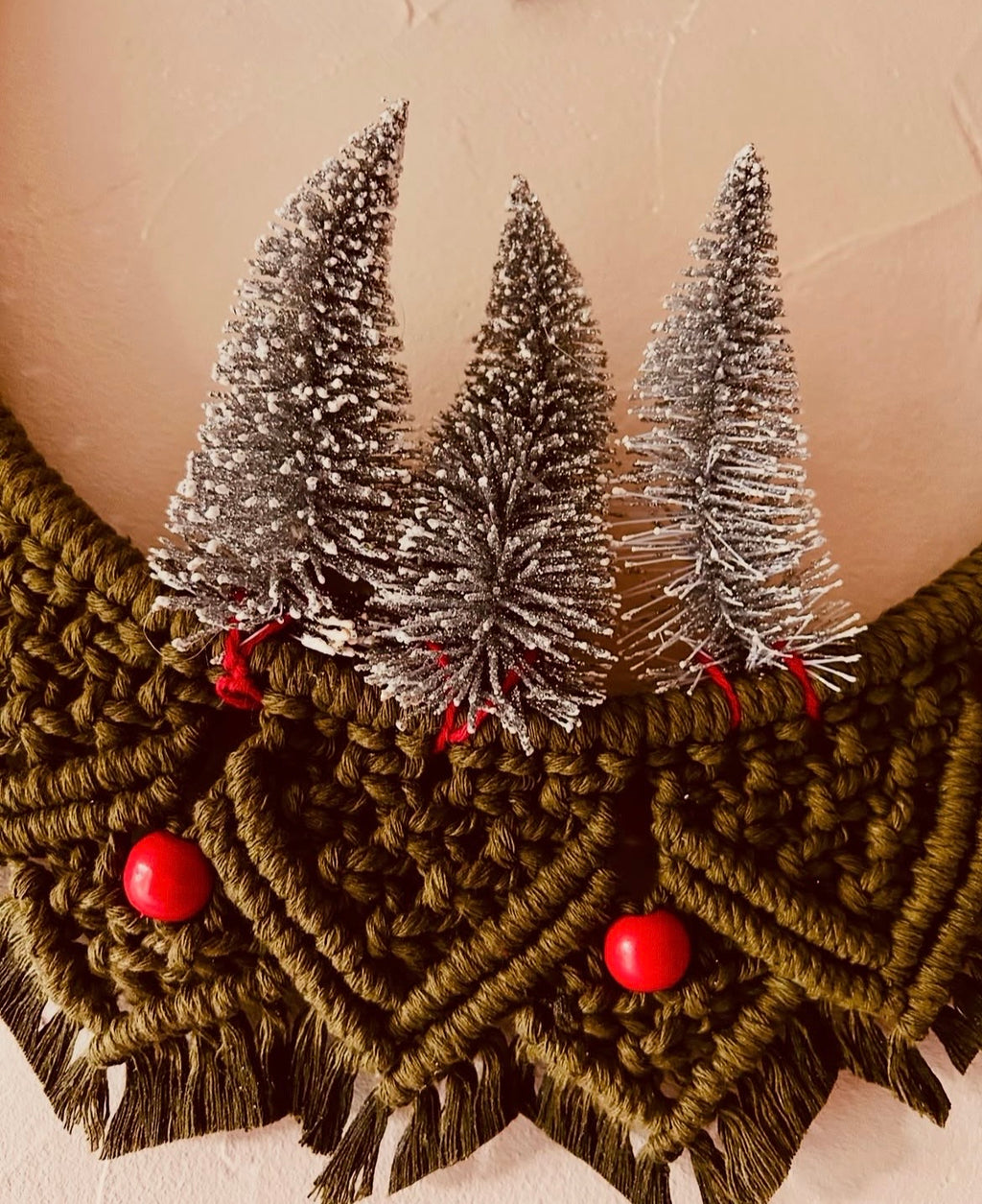 Couronne de Noël en macramé vert 🎄