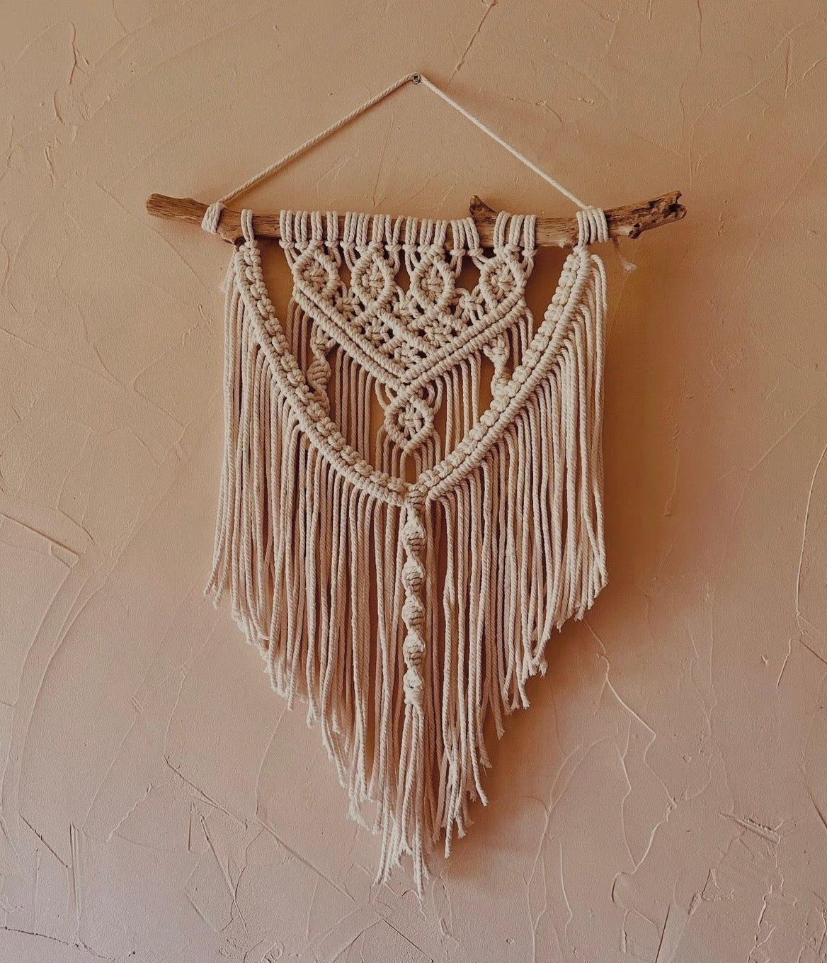 Macramé murale beige
