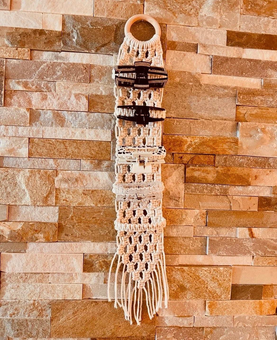 Porte pince en macramé