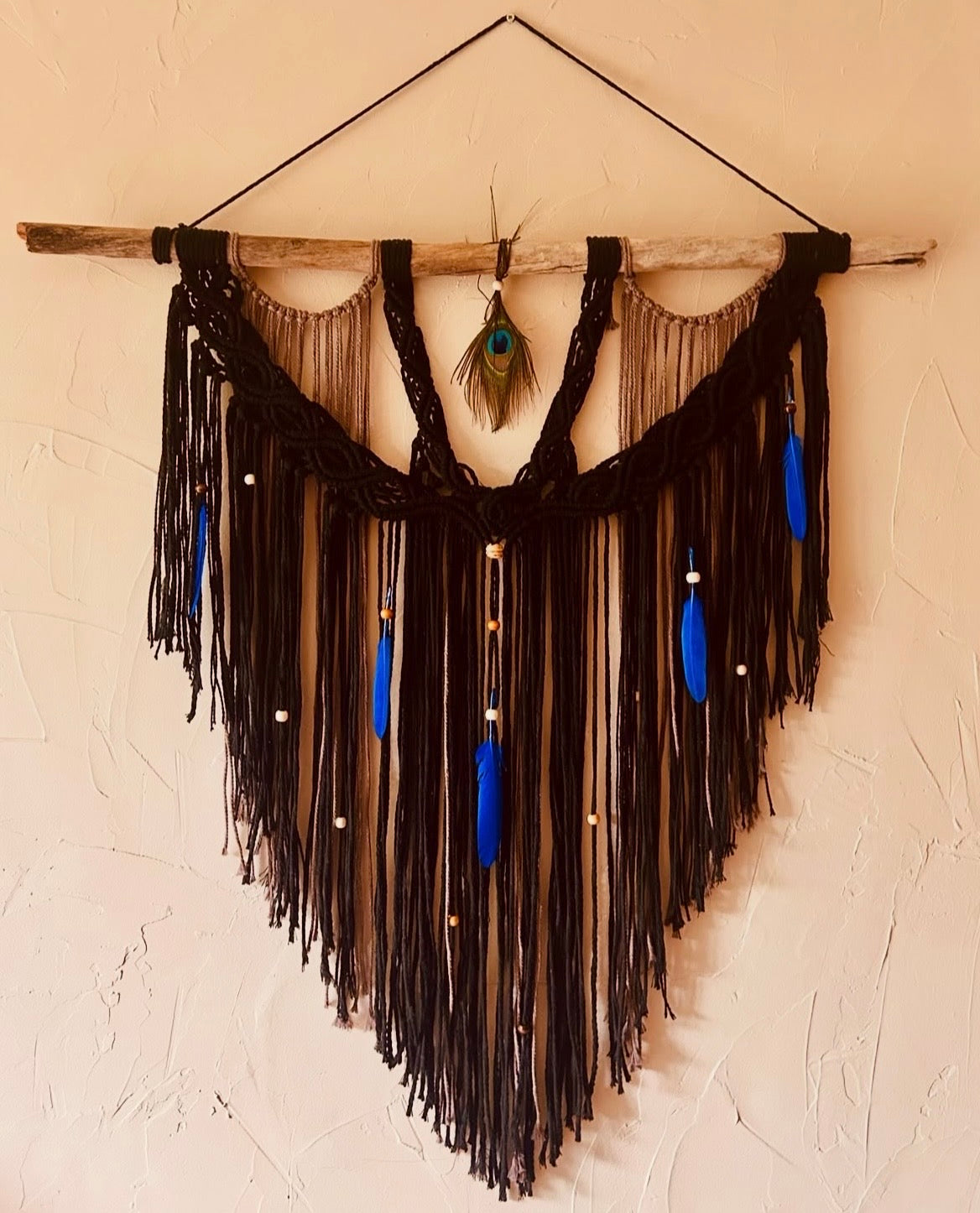 Macramé noir et bleu
