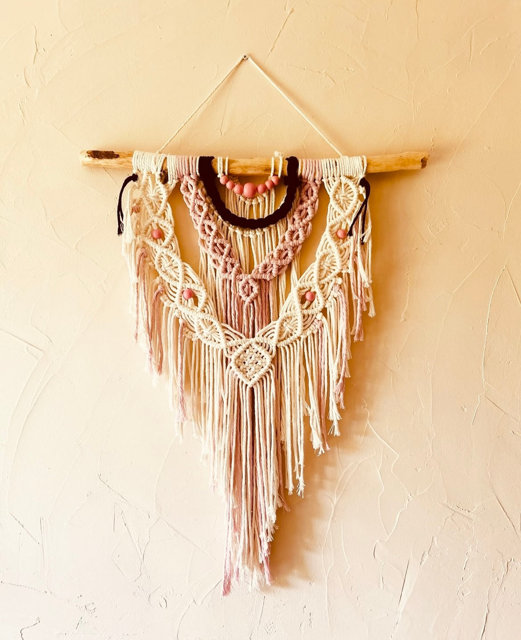 Macramé rose et blanc