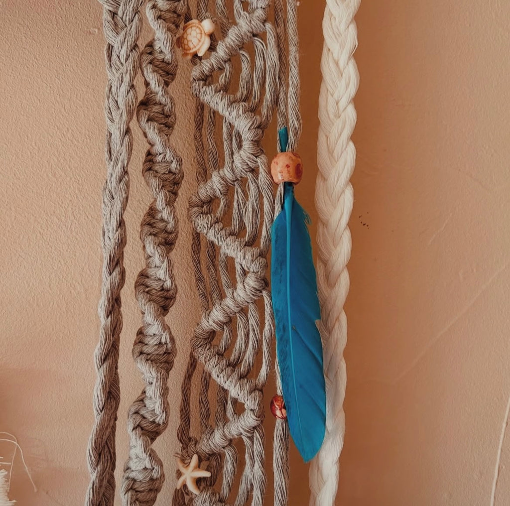 Miroir plume en macramé 🪶